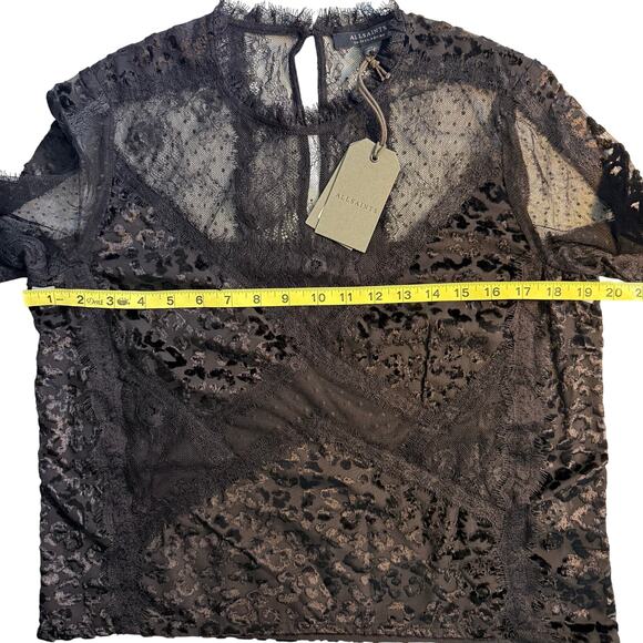 ALL SAINTS Mila Lace & Velvet Blouse - Picture 10 of 10